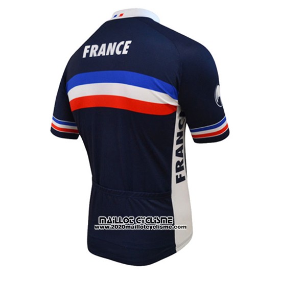2016 Maillot Ciclismo France Bleu et Blanc Manches Courtes et Cuissard
